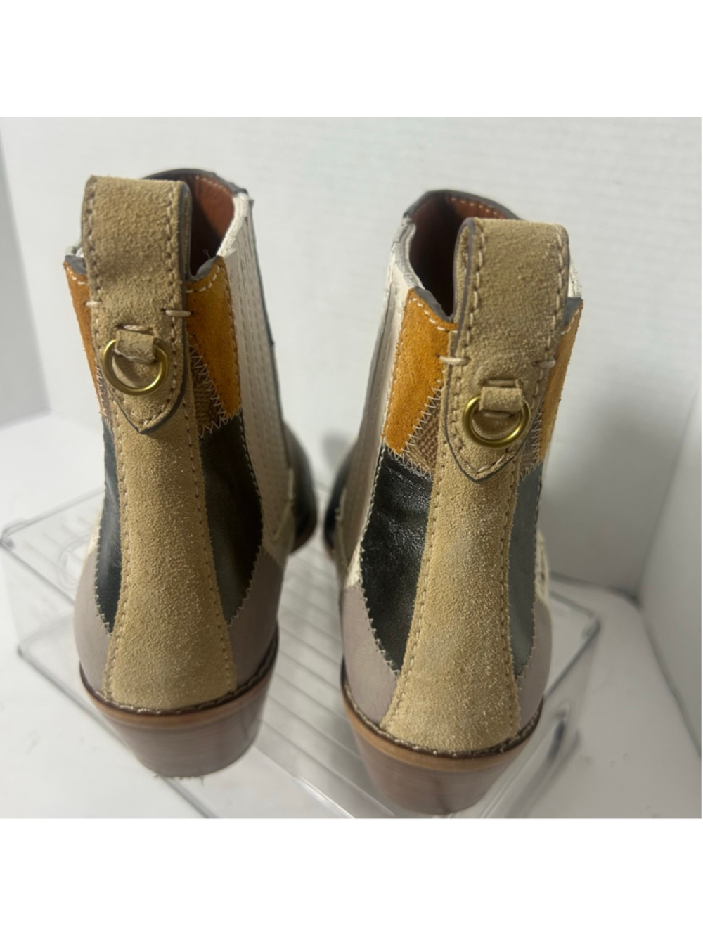 COACH Patchwork Western Ankle Boots Rodeo Leather Suede - Picture 5 of 7